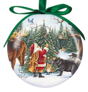 Cape Shore 3'' Santa with Animals Ball Ornament
