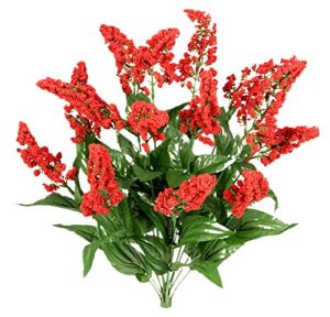 Admired By Nature 14 Stems Artificial Heather Fillers Bush & Greenery for Home, Wedding, Restaurant, & Office Decoration Arrangement, Red