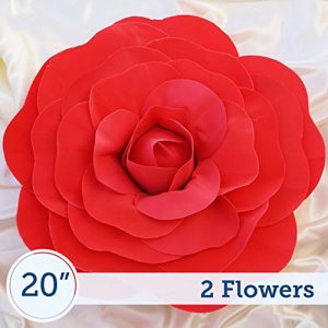 BalsaCircle 2 pcs 20 Wide Red Artificial Large Roses Flowers Wall Backdrop Party Wedding Decorations