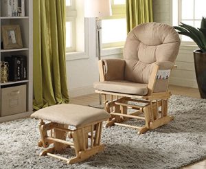 Acme Furniture AC-59332 Ottoman, Taupe MFB & Natural Oak