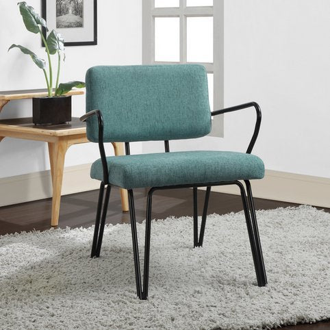 Palm Springs Aqua Blue Retro Upholstered Fabric Mid-Century Accent Chair