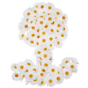 WILLBOND 100 Packs Fabric Daisy Flower Heads Fake Flowers 4 cm Artificial Daisies Craft for Easter Bonnet Wedding Party Decorations (White)