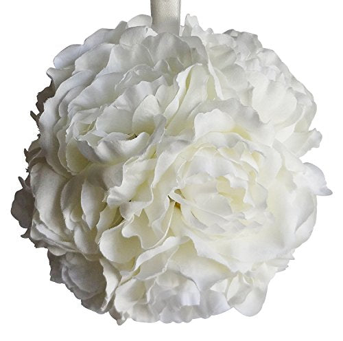 6 Inches Peony Kissing Ball (Pack of 6) - Colors: Cream