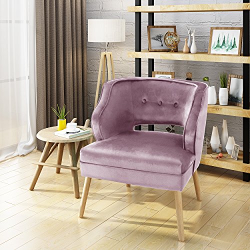 Christopher Knight Home 304041 Michaela Mid Century Light Lavender Velvet Accent Chair,