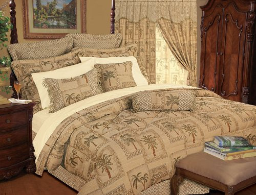 9 Piece King Tapestry Palm Bedding Comforter Set