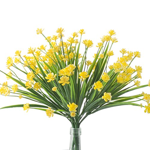 SunshineTrees 4pcs Artificial Daffodils Flowers Greenery Shrubs Plants Plastic Bushes Hanging Planter Wedding Decor