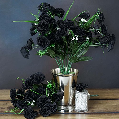 Tableclothsfactory 252 Mini Artificial Carnations Wedding Flowers Sale - Black
