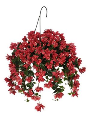 House of Silk Flowers Artificial Watermelon Red Bougainvillea Hanging Basket