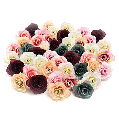 Fake flower heads in bulk Wholesale for Crafts Peony Flower Head Silk Artificial Flower Wedding Decoration DIY Party Birthday Home Decor Garland Craft Flower 30pcs/lot 4.5cm (Colorful)