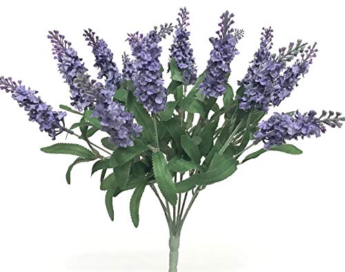 Floral Supply Online Artificial Lavender Silk Flower Bush- Artificial Purple Plant for Home Decor, Wedding,Garden,Patio Decorations- Faux Lavender - Wholesale Bulk Quantities Available.