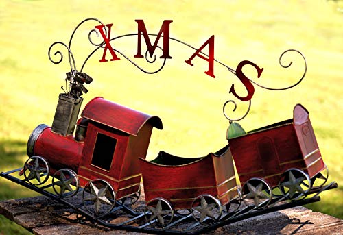 Zaer Ltd. Metal Christmas Train on Tracks Decoration, 3ft Long (Colorful Xmas)