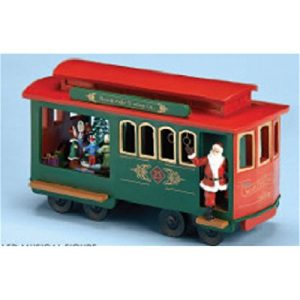 11.25 Musical Lighted North Pole Trolley Cart with Santa Claus Christmas Deco