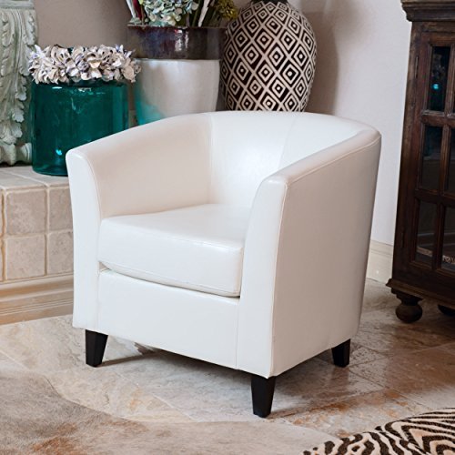 Christopher Knight Home 206537 Preston Bonded Leather Club Chair, White