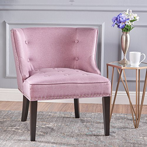 Christopher Knight Home 301258 Aria Occasional Chair Wing Back Nail Head Accents Button Tufted Corded Fabric in Light Lavender,