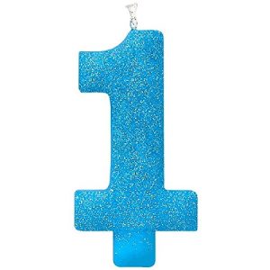 #1 Birthday Glitter Candle - Blue FBAB00U1Q5KVM