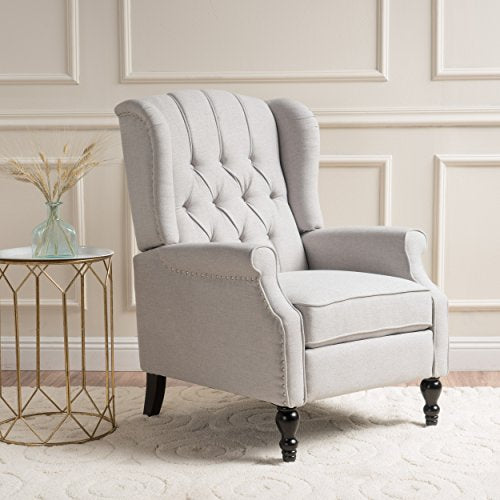 Christopher Knight Home 296110 Elizabeth Tufted Fabric Arm Chair Recliner, Beige