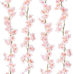 Sunm boutique Artificial Cherry Blossom Garland Hanging Vine Silk Garland Wedding Party Decor (Pack of 2)