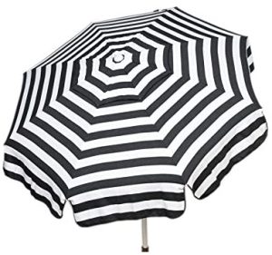 Italian 6 Ft Umbrella Acrylic Stripes Black And White - Beach Pole