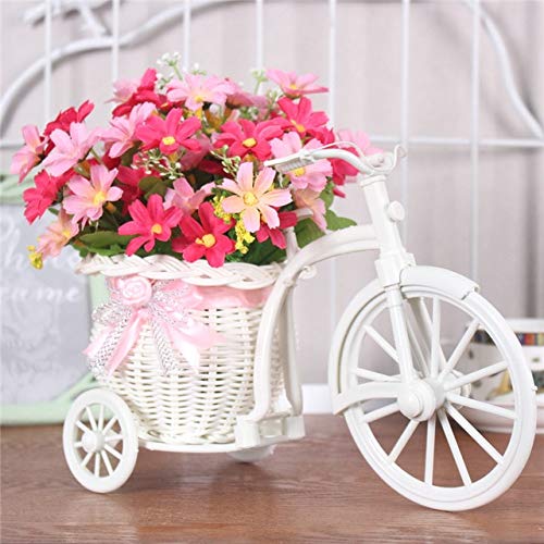 ShineBear 17 Kinds Style Rattan vase + Flowers Meters Spring Scenery Rose Artificial Flower Set Home Decoration Birthday Gift - (Color: B Pink)