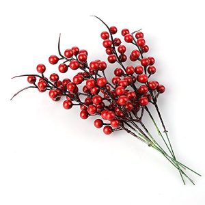 WDDH Red Berries,30 Pack Artificial Red Berry Stems Christmas Tree Decorations, Crafts, Holiday Home Decor,10.2 inch