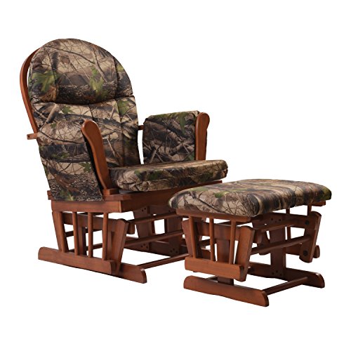 Artiva USA Home Deluxe Camouflage Fabric Cushion Cherry Wood Glider Chair and Ottoman Set
