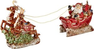 Burton & Burton Porcelain 10 h Santa, Sleigh and Reindeer Christmas Figurine for Holiday Home Decor