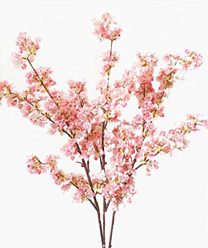 Ahvoler 39 Inch Artificial Cherry Blossom Branches Flowers Silk Peach Flowers Arrangements for Home Wedding Decoration (3 pcs Pink)