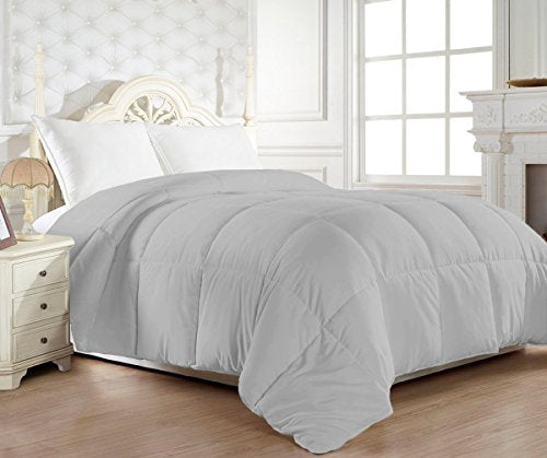 Elegant Comfort 1200 Thread Count Goose Down Alternative Comforter 100% Egyptian Cotton - 750Fill Power- Hypoallergenic - King/Cal King, Gray