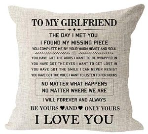 Blessing to My Girlfriend Be Yours and Only Yours I Love You Valentine's Day Birthday Gift Cotton Linen Square Throw Waist Pillow Case Decorative Cushion Cover Pillowcase Sofa 18x 18