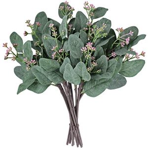 Supla 10 Pcs Artificial Eucalyptus Leaves Stems Bulk Artificial Seeded Eucalyptus Leaves Plant in Grey Green 11 Tall Artificial Greenery Holiday Greens Wedding Greenery