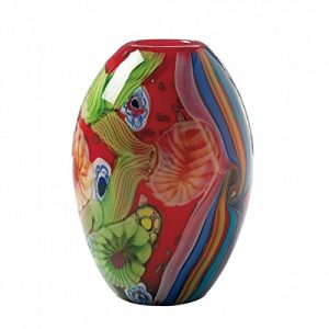 Zings & Thingz 57073863 RED Accent Floral Art Glass VASE