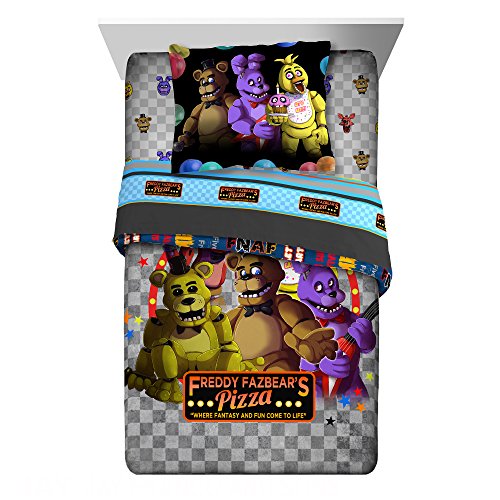 Five Nights At Freddy's Pizza Security 6-Piece Full Comforter and Sheet Set Bedding Collection