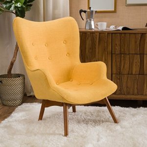 Christopher Knight Home 297018 Hariata Fabric Contour Chair, Muted Yellow