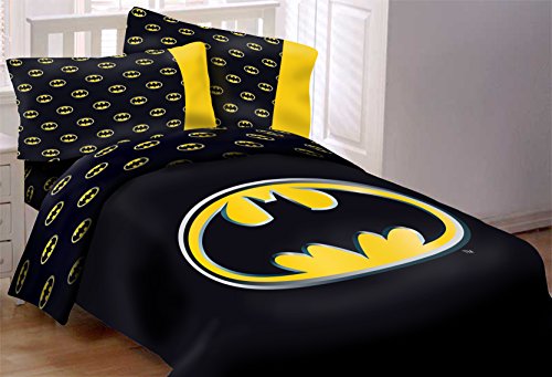 Batman Emblem 3 Piece Reversible Super Soft Luxury Queen Size Comforter Set W/ Matching Beach Towel
