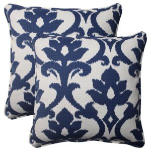Pillow Perfect Outdoor Bosco Corded Throw Pillow, 18.5-Inch, Navy, Set of 2