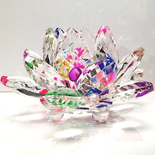 Beautiful Sophisticate -Rainbow Color Crystal Lotus Flower 3 inch