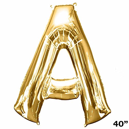 BalsaCircle Gold Letter A 40-Inch Tall Mylar Foil Balloon - Wedding Event Birthday Graduation Party Decorations Supplies