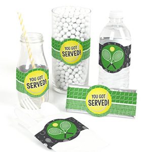 You Got Served - Tennis - DIY Party Supplies - Baby Shower or Tennis Ball Birthday Party DIY Wrapper Favors & Decorations - Set of 15