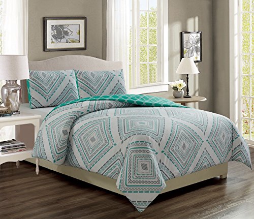 Destin Aqua/Gray Reversible Comforter Set King