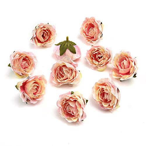 fake flower heads in Bulk Wholesale for Crafts Peony Flower Head Silk Artificial Flowers for Wedding Decoration DIY Party Festival Home Decorative Wreath Fake Flowers Decor 25 Pieces 4.5cm (Pink)