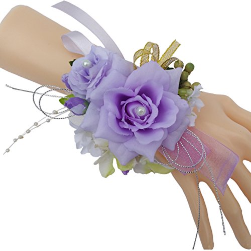 Steen pack of 1- Bridesmaid Bridal Wrist Corsage Wedding Party Artificial Flower - Hand Flower Decor