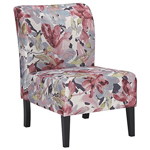 Ashley Furniture Signature Design - Triptis Accent Chair - Contemporary - Watercolor Floral in Shades of Plum/Charcoal - Dark Brown Legs