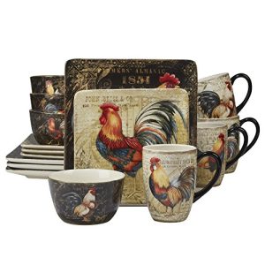 Certified International 89014 Gilded Rooster Dinnerware.Tabletop, One Size, Multicolor