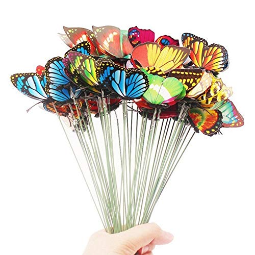 yanQxIzbiu Artificial Flowers,15Pcs Artificial Simulation Butterfly Stakes Garden Yard Plant Lawn Decoration Random Color & Style