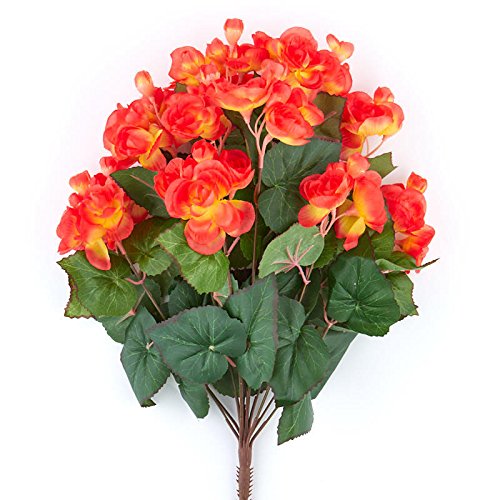Factory Direct Craft Artificial Sunrise Orange Begonia Bush for Indoor Decor
