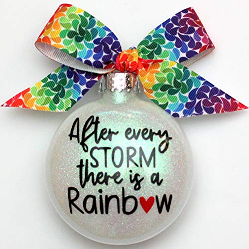 WMC After Every Storm There is a Rainbow Glass Glitter Christmas Ornament