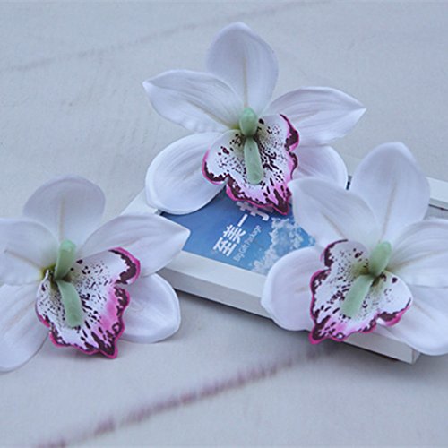 xuanL 10pcs Artificial Orchids Flower Silk Real Touch Cymbidium for Hats Clothes