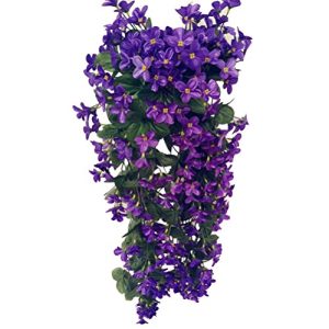 VORCOOL 4petals Artificial Flower Hanging Flowers Violet Simulation Vine Wedding Home Decoration (Deep Purple)