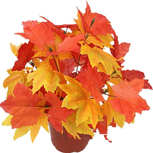 Crt Gucy 2PCS Artificial Shrubs Fake Fall Bushes Large Silk Autumn Maple Leaves Bundles