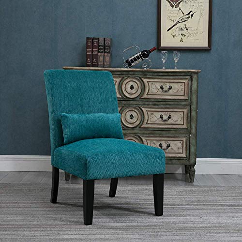 HomeSailing Living Room Accent Occasional Chairs Teal Blue for Bedroom Comfy Armless Fabric Velvet Upholstered High Back Recliner Chairs for Spare Room Furniture Leisure Chair (Single Teal Blue)